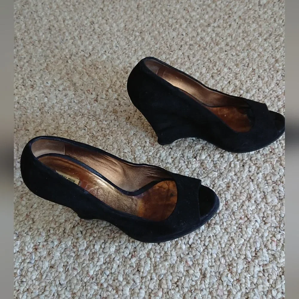 Miu Miu black suede wedges size 6.5